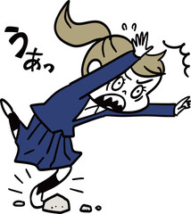 Fototapeta premium 石に躓き転びそうになる学生