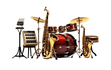 High Resolution Realistic Portrait of Various Musical Instruments on a Transparent Background....