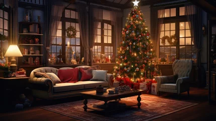 Gardinen christmas tree in the living room © Veayo