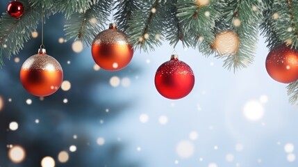 Naklejka na ściany i meble christmas tree decorations with copy space 