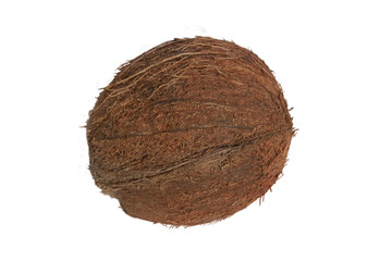 A whole fresh coconut in its shell on a blank background. PNG