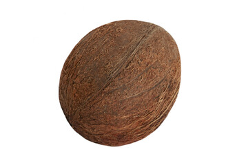 A whole fresh coconut in its shell on a blank background. PNG