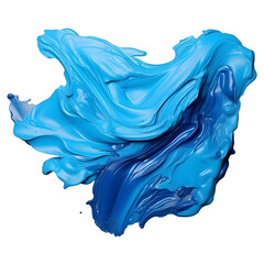Smooth brush with strokes of oil paint, blue paint on a white background. Ai generated