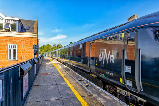GWR train leaving Stroud railway station on September 5 2023, The Cotswolds, Gloucestershire, United Kingdom