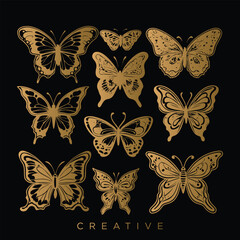 set butterfly  logo design vector icon