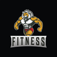 lion fitness logo design 