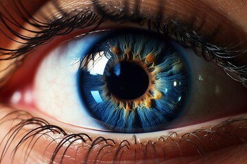 Close Up Macro Shot of an Eye. Young Beautiful Female With Color Pigmentation on the Iris