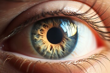 Close Up Macro Shot of an Eye. Young Beautiful Female With Color Pigmentation on the Iris