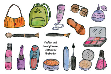 Cute Fashion and Beauty Care Watercolor