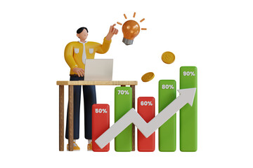 Analyzing financial growth 3d Illustration