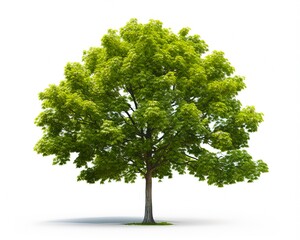 Isolated Hackberry Tree Render on White Background with Summer Green Foliage and Leafy Branches in 3D. A Nature Lover's Dream