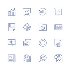 Analytics line icon set on transparent background with editable stroke. Containing 