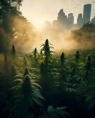 Cannabis plants in the city, NYC. Central Park. 