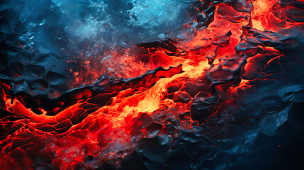 Frozen moments of molten lava meeting the sea