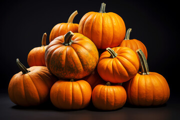 pumpkins on black background