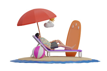 Enjoying Summer holiday 3d Illustration
