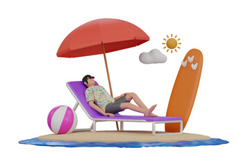 Enjoying Summer holiday 3d Illustration