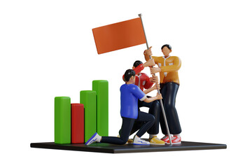 Business team working on business 3d Illustration