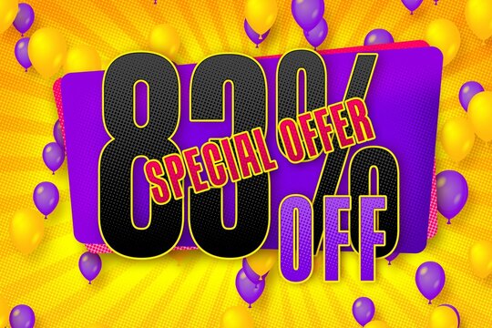 83 eighty-three Percent off sale discount shopping banner. shop fashion
