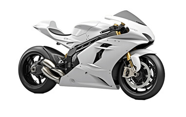 White Road Warrior, Speed Motorcycle. Isolated on a Transparent Background. Generative Ai