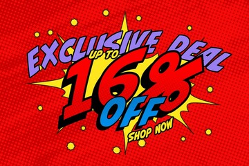 16 sixteen Percent off sale discount shopping banner. wedding offer