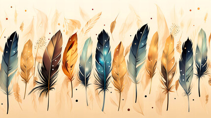 Boho patterns with feathers and arrows