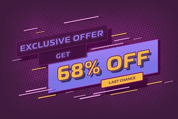 68 sixty-eight Percent off super sale shopping halftone. fashion promotion