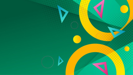 Green yellow and pink vector modern geometric background with gradient