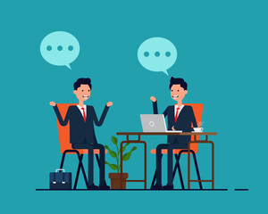 Business person having a job interview. Business vector concept