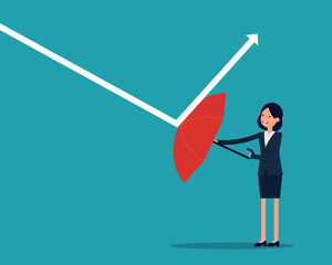 A businessman reflect low graph. Business finance and industry
