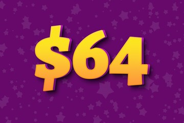 64 sixty-four Dollar usd price sale offer. retro vintage