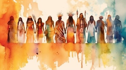 Native American heritage month, diverse people portrait, Generative ai - obrazy, fototapety, plakaty