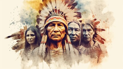 Native American heritage month, diverse people portrait, Generative ai