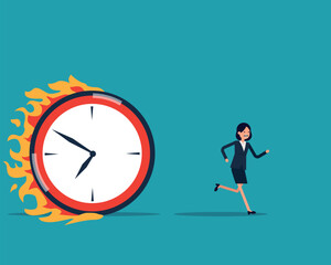 Burning Time is urgent. The clock burning follow business person
