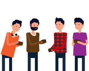 Poor broke people holding empty wallets set. Sad person have no money