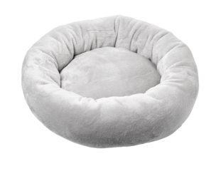 Grey soft round plush pet bed