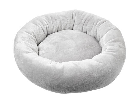 Grey soft round plush pet bed