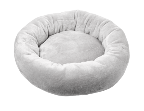 Grey soft round plush pet bed