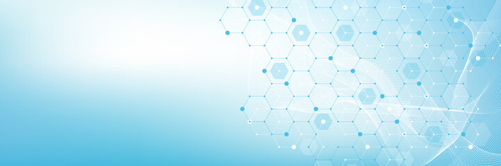 Health care and medical pattern innovation concept science background design. Abstract geometric hexagons shape medicine and science background, illustration.