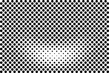 Radial halftone background vector pattern. black