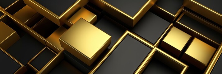 3d black and gold boxes background 