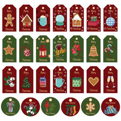 Set of beautiful, bright christmas labels