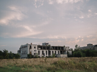 Fototapeta na wymiar Abandoned buildings, after zombie apocalypse 