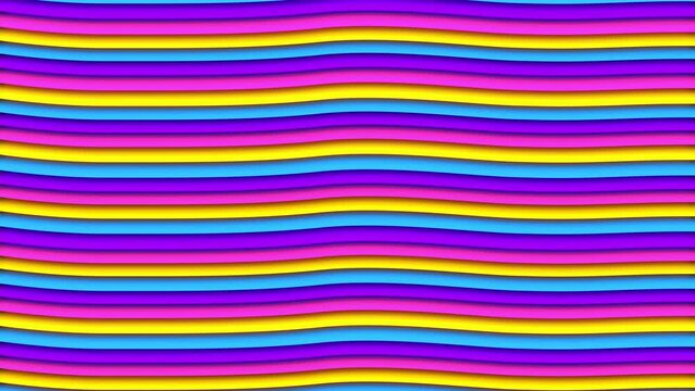 modern stylized cartoon waves pattern with colorful moving bars. Abstract fun beautiful kids background animation