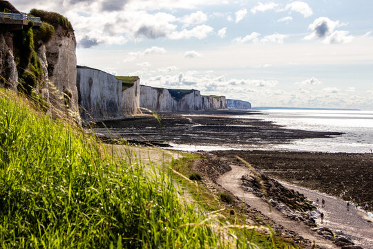 Start of the cliff coast in Ault, Normandy, France