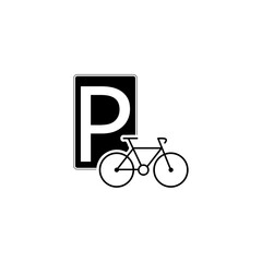 Bicycle parking sign icon isolated on transparent background