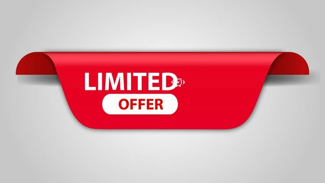 red corner ribbon flat web animated banner for limited offer