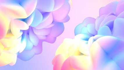 3d rendered abstract rainbow gradient color flowers.