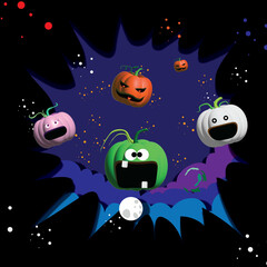 space halloween cute pumpkin fun ghost black horror night sky 