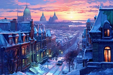 Naklejka premium Winter city landscape